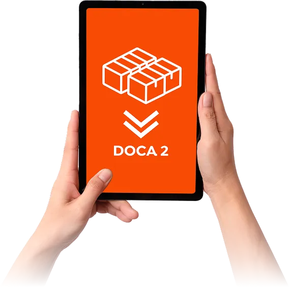 Tablet indicando a doca de descarga